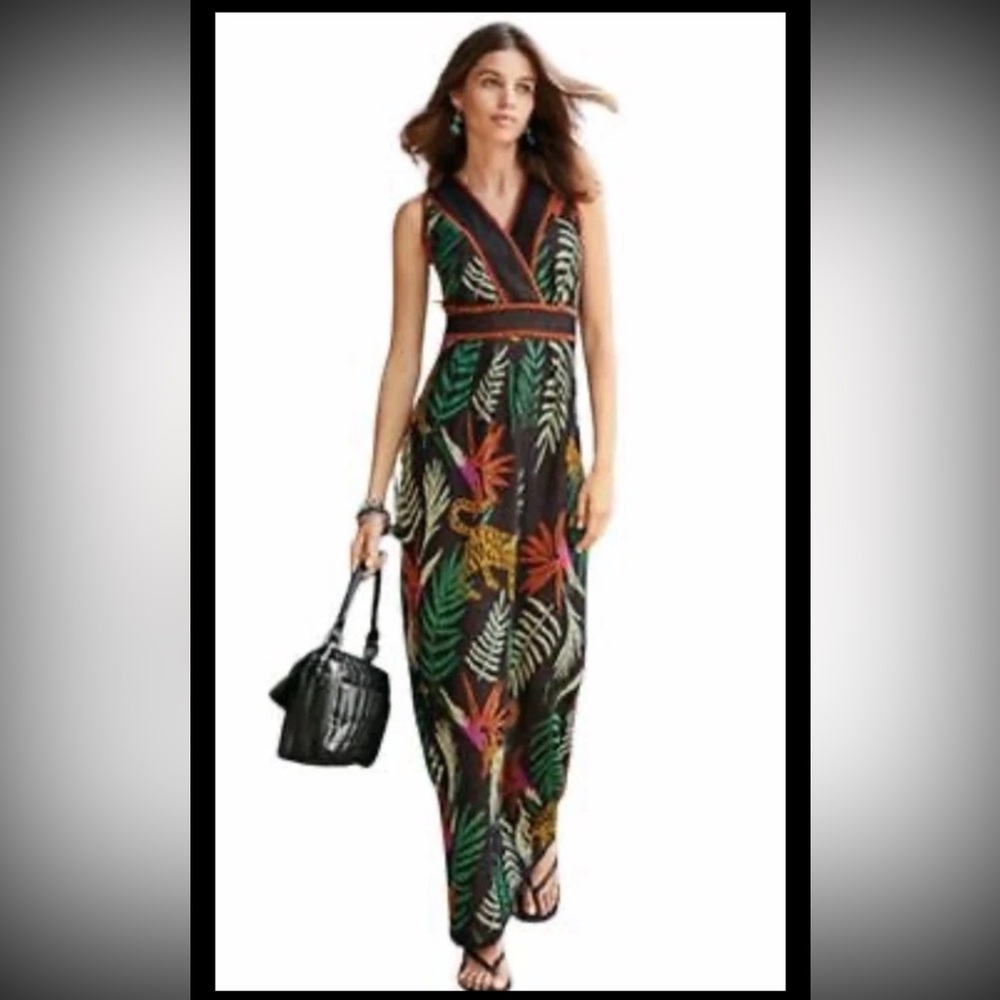 Peruvian Connection Knit Dress Tropical Print Size Small